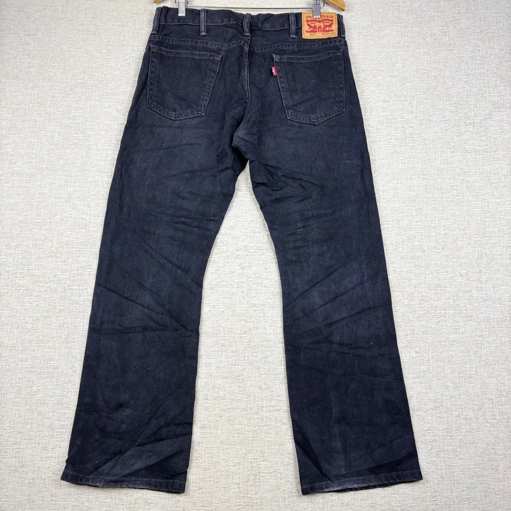 Levis 517 Mens 34x30 Bootcut Jeans  Light Distress Fuzzy Faded Black Denim